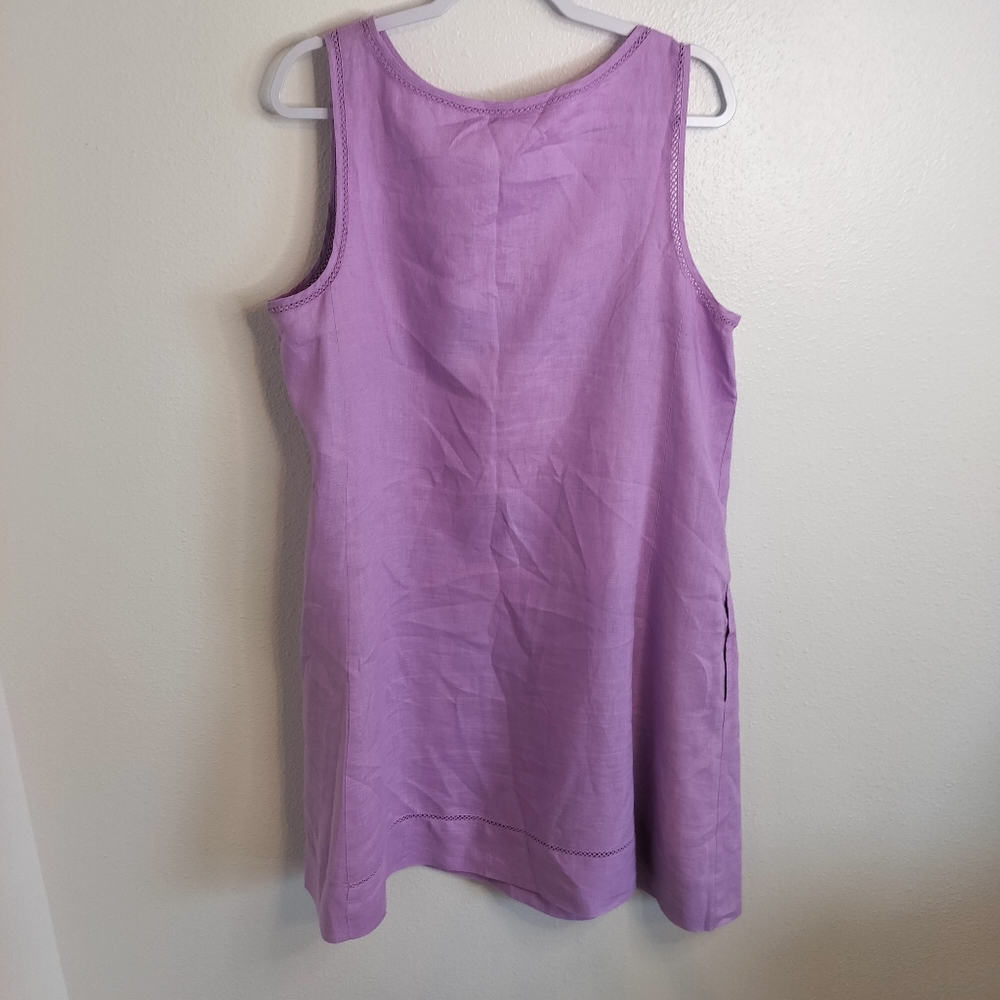 J Jill Love Linen Shift Size Lg Lavendar/Lilac Coastal Grandma Cottagecore - Picture 3 of 9